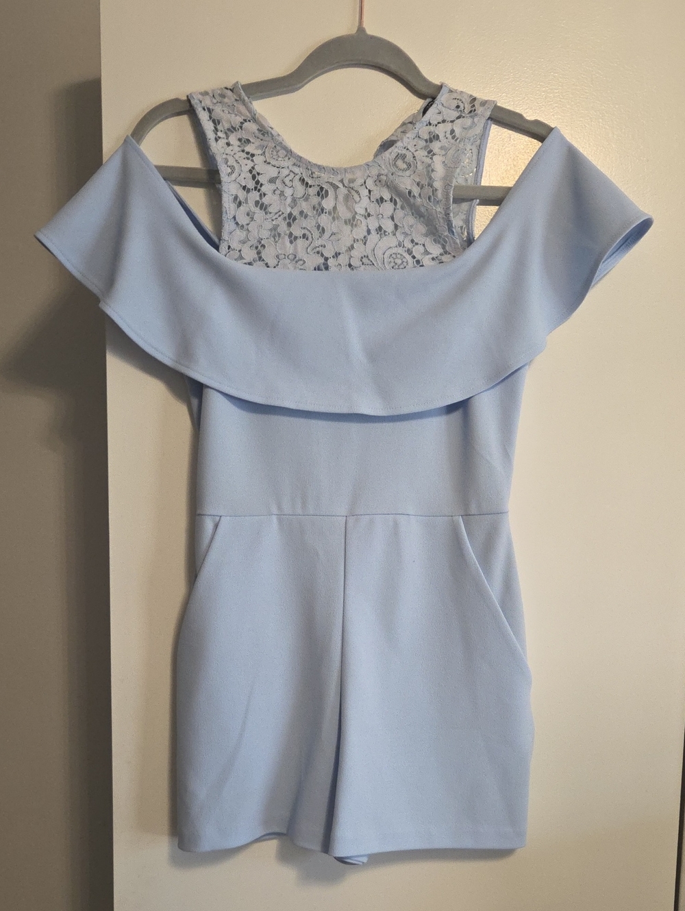 Express Pale Blue Lace Romper